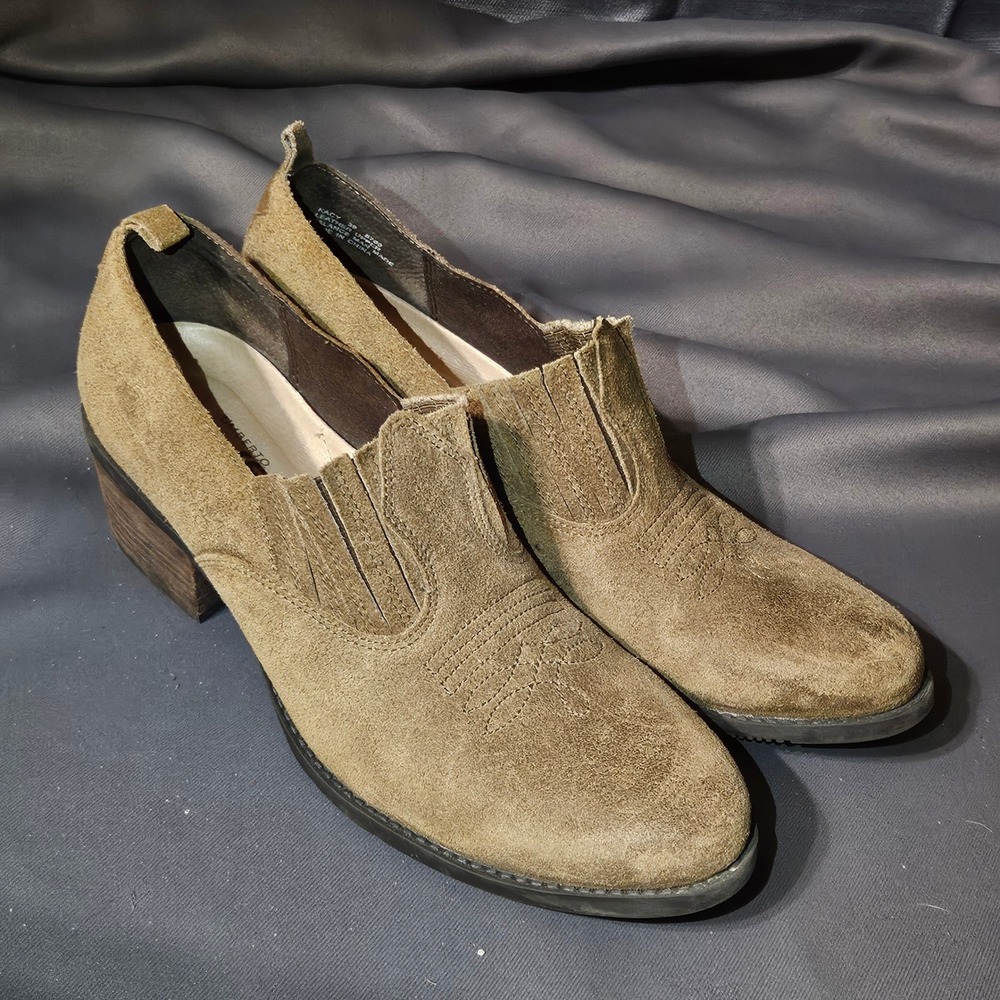Umberto Raffini Kacy Brown‎ Suede Western Boots Block Heel Shoes Womens 39 8.5